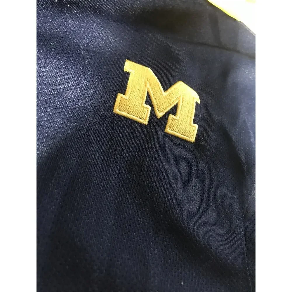 Michigan Wolverines Polo‎ Shirt Mens Large Blue Adidas Climalite Scorch Stretch
